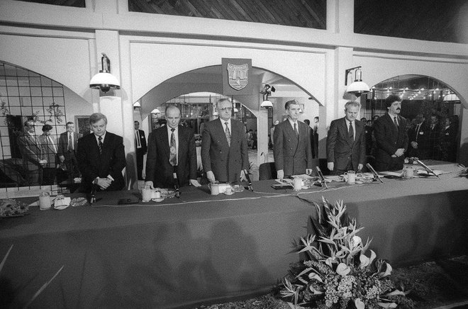 Predsedniki jugoslovanskih republik na sestanku v Ohridu FOTO:Joco Žnidaršič