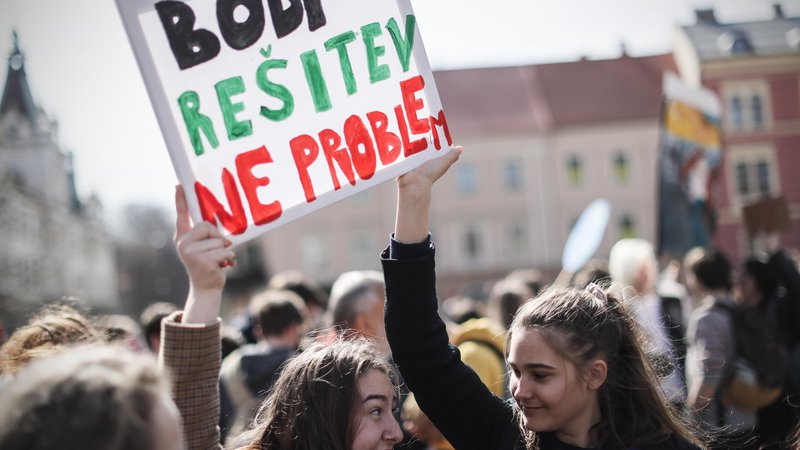 Fotografija: Podnebni štrajk v Ljubljani 15. marca 2019. FOTO: Uroš Hočevar