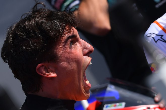 Marc Marquez je po zmagi v Misanu kar kričal od navdušenja. FOTO: AFP