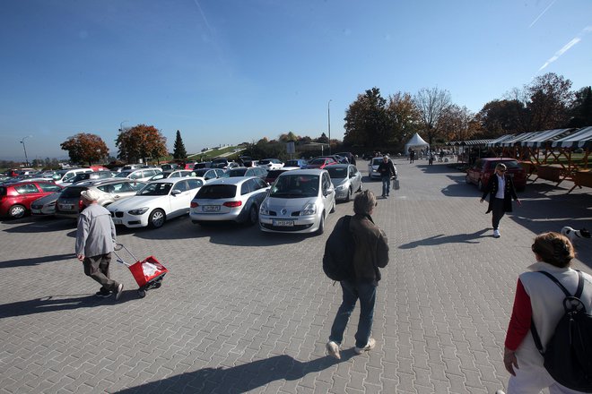 Vozniki na severnem delu Žal parkirajo na neoznačenih parkirnih mestih, območje pa je delno tlakovano, večino pa makadamsko. Foto Mavric Pivk