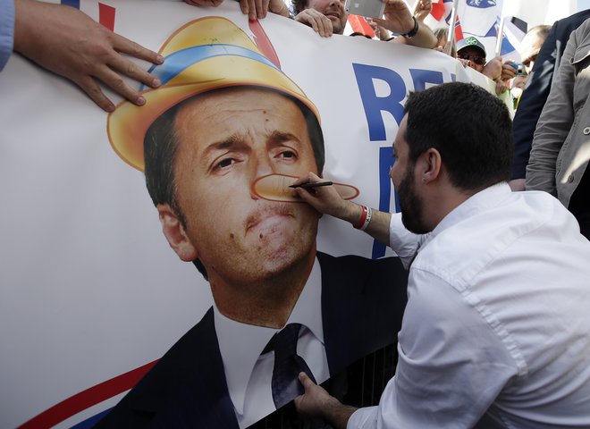 Matteo Salvini in Matteo Renzi Foto Max Rossi Reuters