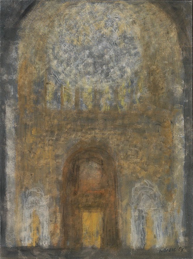 Zoran Mušič: <em>Notranjščina katedrale</em>, 1984, olje na platnu