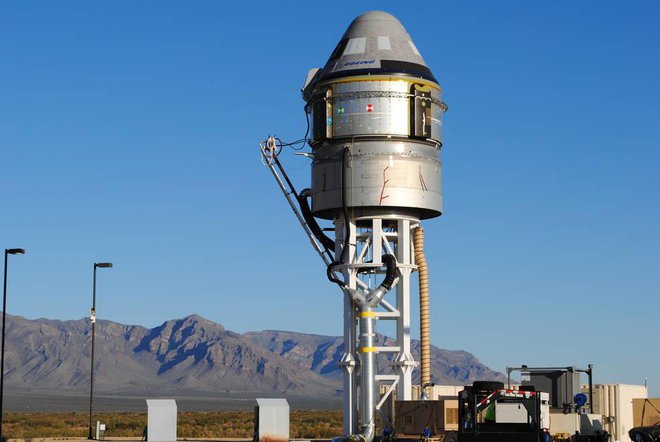 Kapsula starliner, pripravljena za testiranja sistemov za izredne razmere. FOTO: Boeing