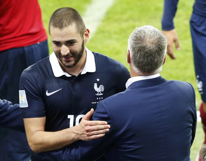 Karim Benzema je na zadnjem velikem tekmovanju pod taktirko selektorja Didiera Deschmapsa igral na SP v Braziliji leta 2014. FOTO: Reuters