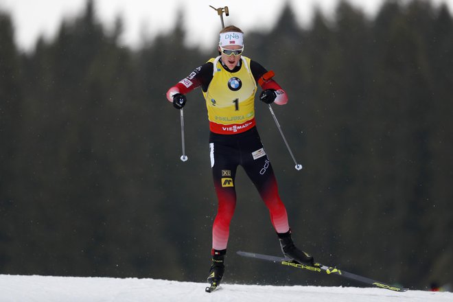 Prvi biatlonski šprint v sezoni je pripadel Johannesu Thingnesu&nbsp;Bøju. FOTO: Matej Družnik/Delo