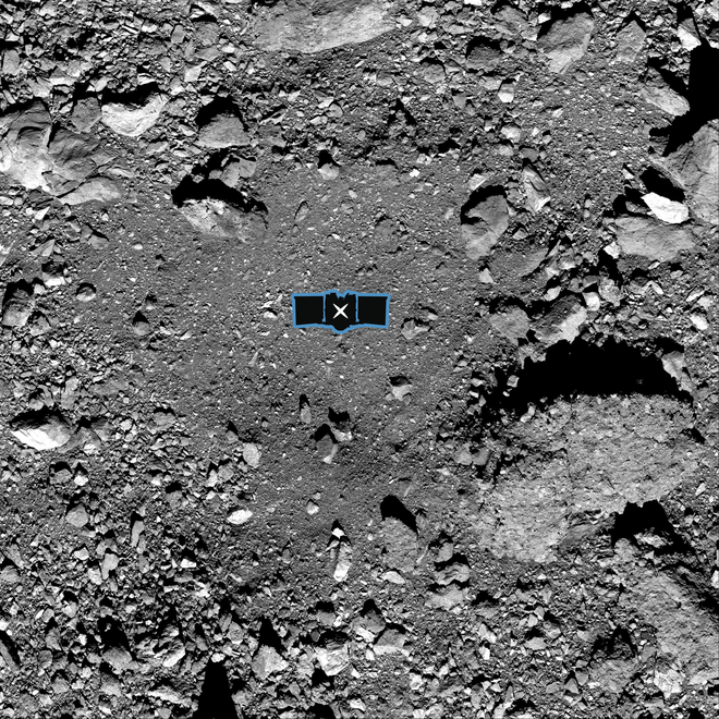 Točka predvidenega pristanka. FOTO: NASA/Goddard/University of Arizona&nbsp;