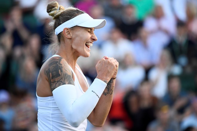 Polona Hercog je ponosna na kar nekaj turnirjev iz sezone 2019, tudi na Wimbledon, kjer je sicer v 3. kolu doživela boleč poraz proti Coco Gauff. FOTO: Reuters