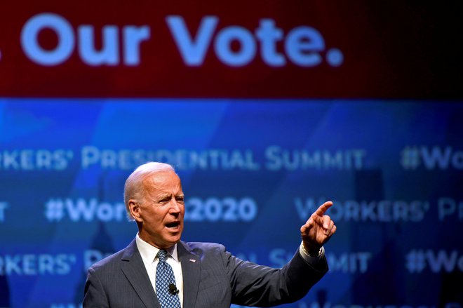 Za zdaj vodilni demokratski izzivalec Donalda Trumpa Joe Biden. FOTO:&nbsp;Mark Makela/Reuters