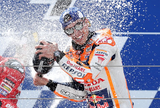 Marc Marquez je na VN Aragonije slavil že osmo letošnjo in skupno 52. zmago v motoGP. FOTO: Reuters