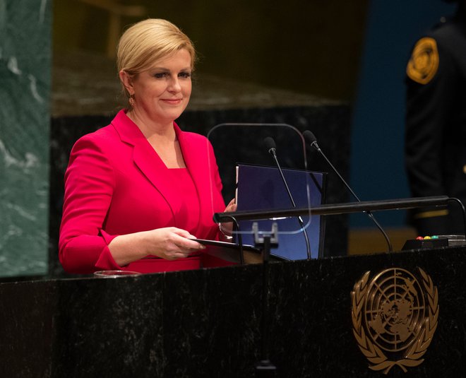 Tudi hrvaška predsednica<strong> </strong>Kolinda Grabar-Kitarović se ne želi odreči volivcem na skrajni desnici.&nbsp;Foto: Afp