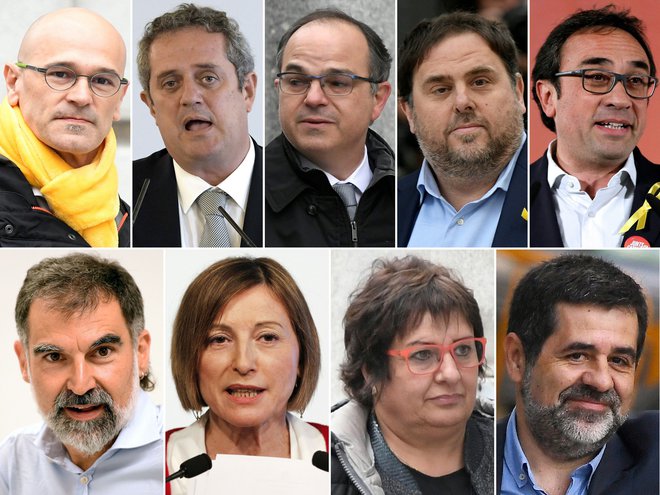 Špansko vrhovno sodišče je devet od 12 independentističnih voditeljev obsodilo na zaporne kazni. Foto: Pau Barrena/Afp
