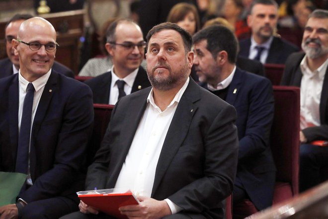 Oriol Junqueras v času sojenja. FOTO: AFP