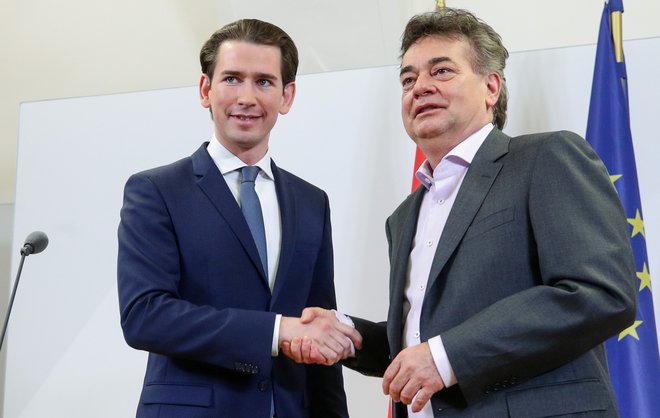 Werner Kogler in Sebastian Kurz. FOTO: Lisi Niesner/Reuters