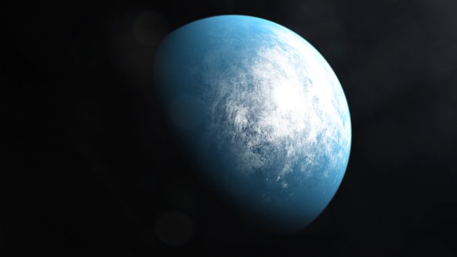 Umetniška upodobitev planeta TOI 700 d, ki ga je odkril satelit Tess. FOTO: NASA/Goddard/AFP