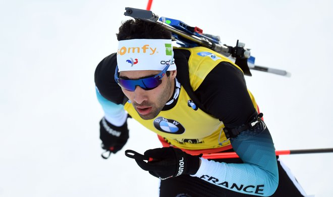 Francoski biatlonec Martin Fourcade je v tej sezoni zmagal že tretjič zapored. FOTO: AFP