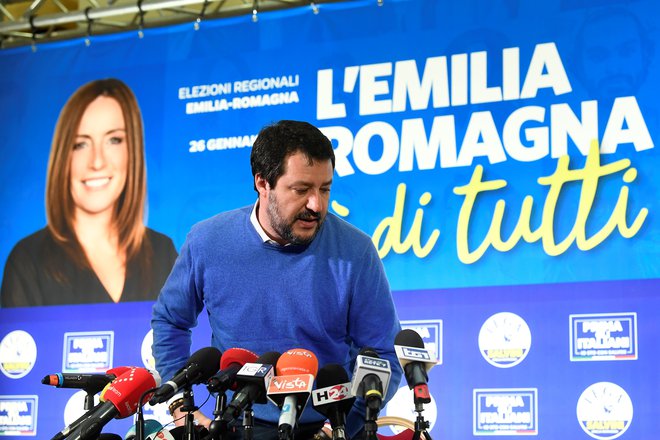 Desničarski Ligi Mattea Salvinija ni uspelo prevzeti oblasti v Emiliji - Romanji. FOTO: Flavio Lo Scalzo/Reuters