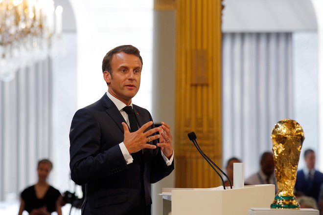 Predsednik Emmanuel Macron je napadel Uefo&nbsp;... FOTO: AFP