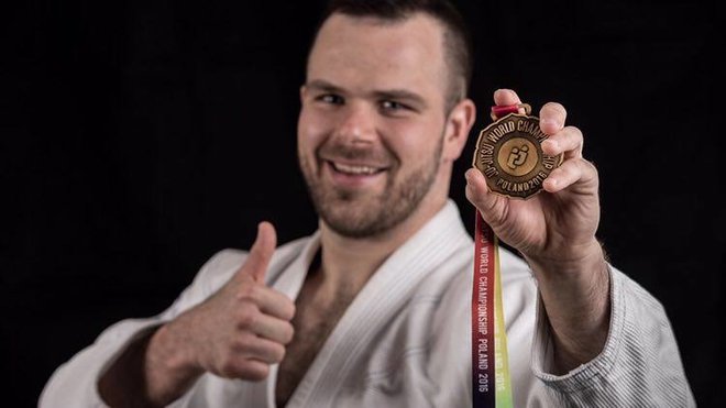 V Vroclavu se je Benjamin Lah leta 2016 ovenčal z na­slovom svetovnega prvaka v kategoriji do 94 kilogramov. FOTO: Rok Šuster<br />
 