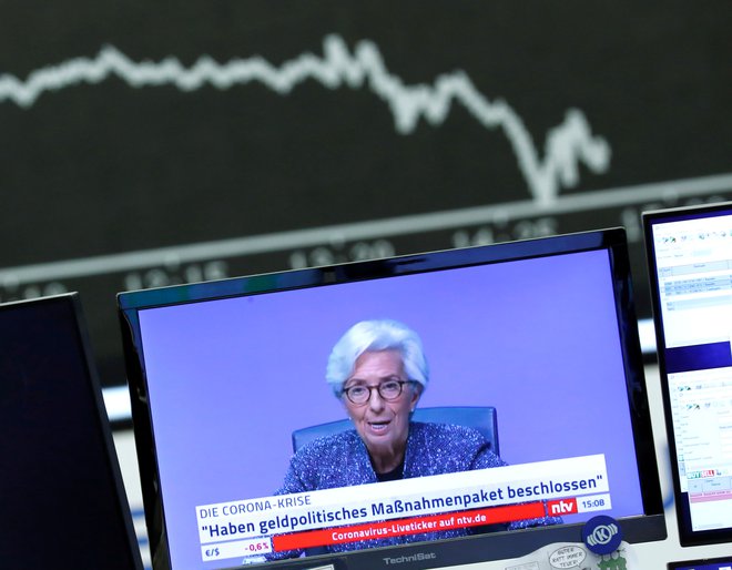 Predsednica Evropske centralne banke (ECB) Christine Lagarde računa na recesijo v evrskem območju. FOTO: Reuters