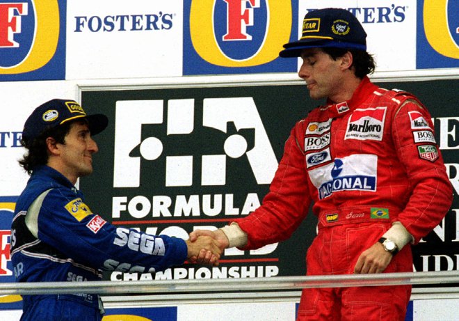 Ayrton Senna (desno) in Alain Prost sta se pobotala šele po koncu Francozove kariere. FOTO: Reuters