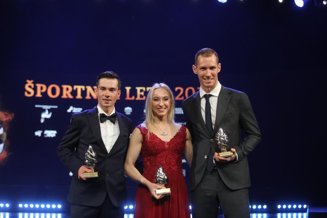 Veliki športni zmagovalci leta 2019, Primož Roglič, Janja Garnbret in Tine Urnaut! FOTO: Voranc Vogel/Delo