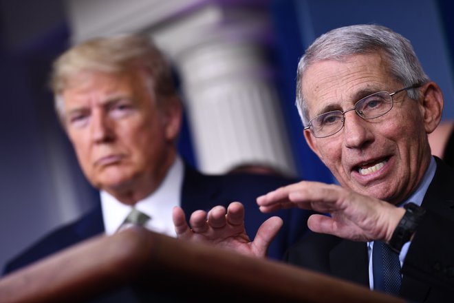 Dr. Anthony Fauci je za nekatere glas razuma v kriznem štabu predsednika Donalda Trumpa.&nbsp;FOTO: Brendan Smialowski/AFP