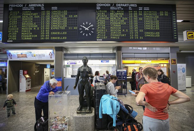 Gneče na letališčih ni več, ljudje čakajo na vračilo vplačanega zneska zaradi odpovedi potovanj. FOTO Jože Suhadolnik/Delo