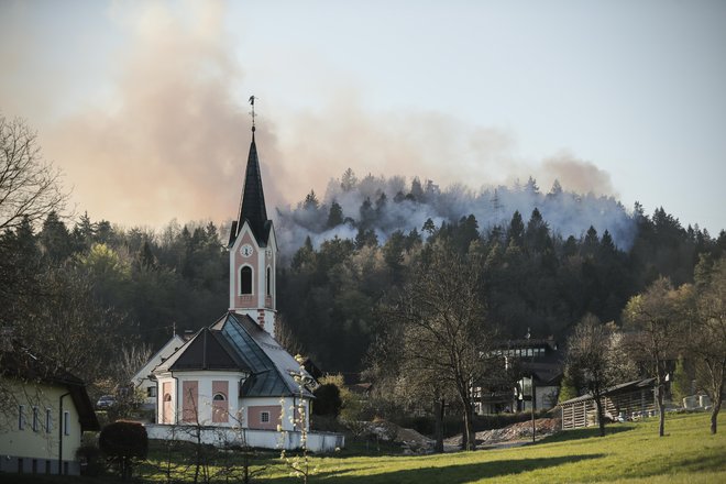 Požar v gozdu med Toškim čelom in Šentviškim hribom. FOTO: Uroš Hočevar