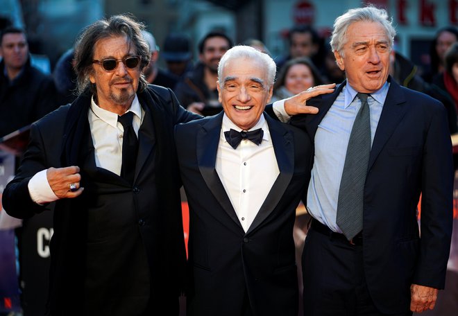 Legende Robert De Niro, Martin Scorsese in Al Pacino (z desne) v enem filmu, Ircu. Foto Reuters