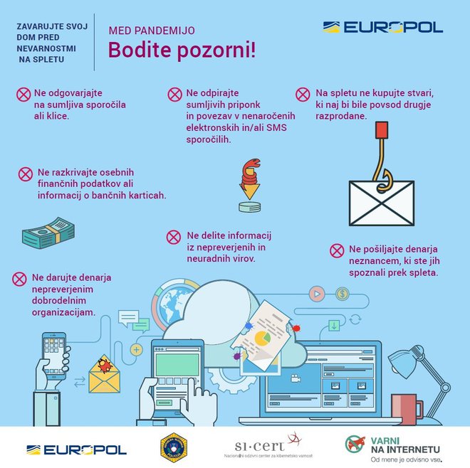 Europol opozarja na povečan pojav goljufij preko spleta. Foto Policija