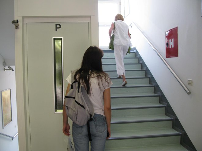 Starostniki v stavbah brez dvigal so morda bolj fit, saj jih premagovanje stopnic ohranja ter krepi duha in telo. FOTO: Željan Katja