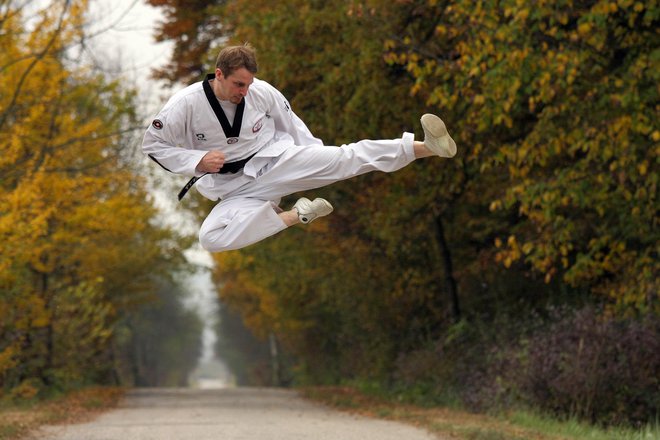 Tomaž Zakrajšek je leta 2006 v Bonnu na evropskem prvenstvu olimpijskega združenja v tekvondoju navdušil z bronasto kolajno v kategoriji do 84 kilogramov. FOTO: Peter Nose