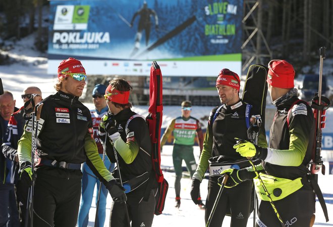 Moška štafeta bo na pokljuškem svetovnem prvenstvu močno slovensko orožje za vrhunsko uvrstitev. FOTO: Matej Družnik/Delo