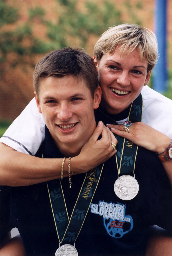 Srebrna junaka Atlante 1996, Brigita Bukovec in Andraž Vehovar. FOTO: Tomi Lombar/Delo