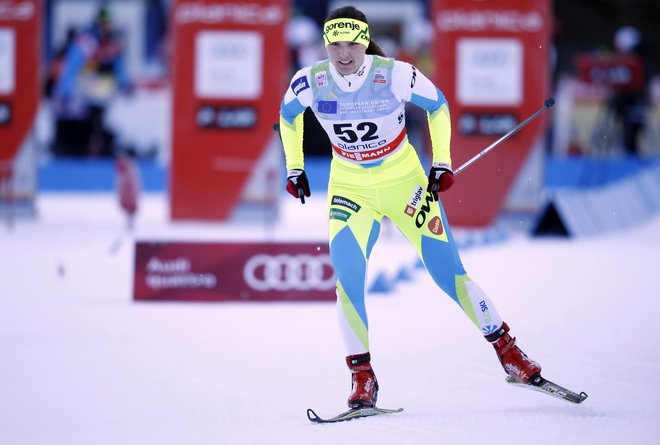 Eva Urevc tako visoko v svetovnem pokalu še ni bila. FOTO: Matej Družnik/Delo