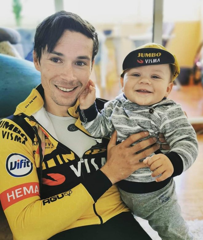 Ponosni očka Primož Roglič s sinom Levom. FOTO: Instagram