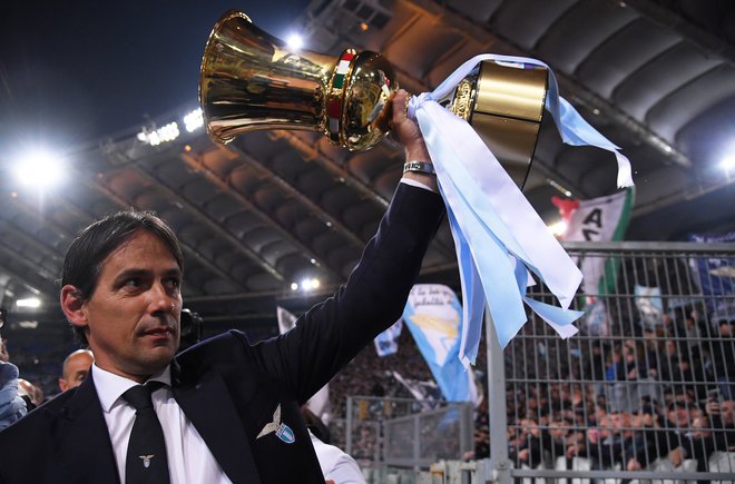 Simone Inzaghi je lani z Laziom osvojil italijanski pokal po finalni zmagi proti Atalanti. FOTO: Reuters