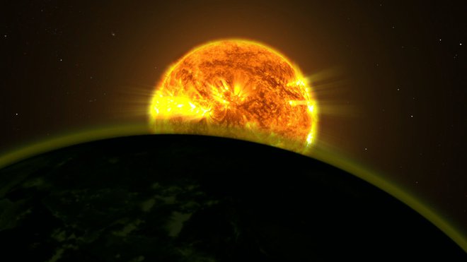 Sestava atmosfere se astronomom razkrije, ko planet potuje čez ploskev svojega sonca. Zaradi debelejšega sloja ozračja je vodikove eksoplanete lažje opaziti. Vir Nasa