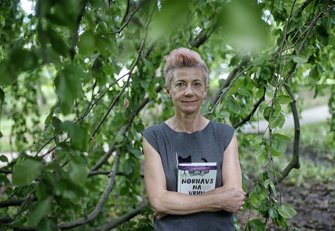 Suzana Tratnik je z romanom <em>Norhavs na vrhu hrib</em>a, ki je finalist za kresnika, dregnila v vprašanje norosti in svobode. FOTO: Blaž Samec