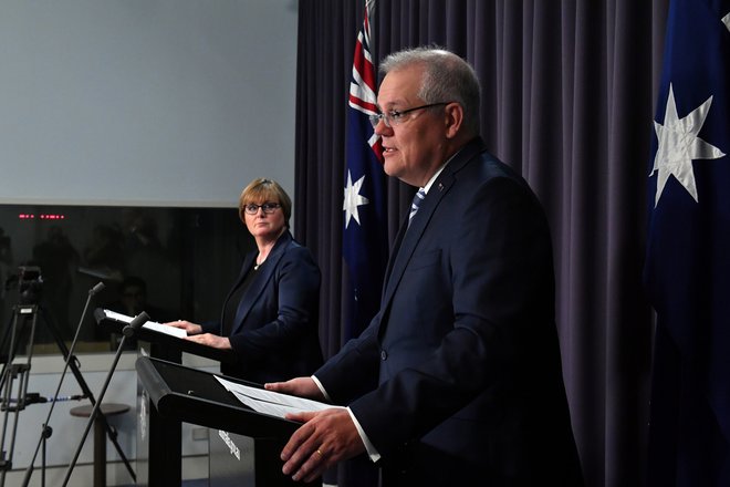 Stooodstotno prepričan, da za hekerskimi napadi stoji Kitajska, avstralski premier Scott Morrison seveda ne more biti. FOTO: Stringer Reuters