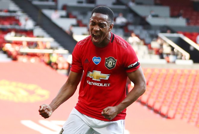 Anthony Martial je dosegel svoj prrvi trojček za Manchester United. FOTO: Michael Steele/Reuters