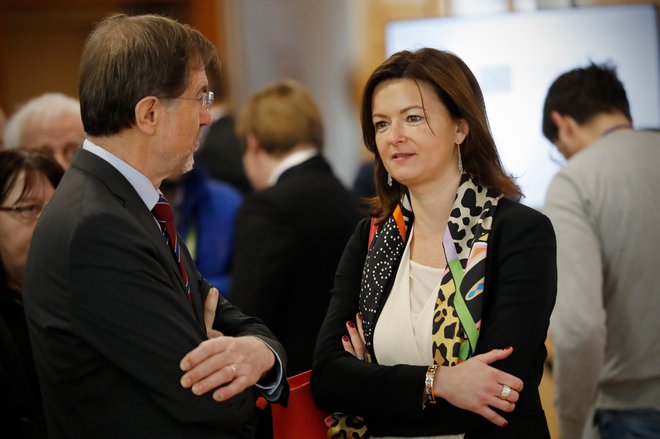 Tanja Fajon (SD/S&amp;D) in Lojze Peterle (NSi/EPP) kot najverjetnejša nosilca list svojih strank merita na nov mandat v evropskem parlamentu. FOTO: Uroš Hočevar/Delo