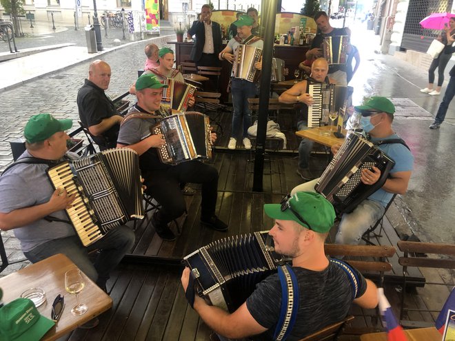 Harmonikarji so se zbrali v podporo vladi. FOTO: Voranc Vogel/Delo