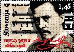 Znamka, na kateri je upodobljen Hugo Wolf. Foto Pošta Slovenije