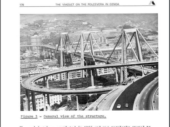 Fotografija viadukta v poročilu Riccarda Morandija leta 1979 FOTO: Webapi.ingenio-web.it