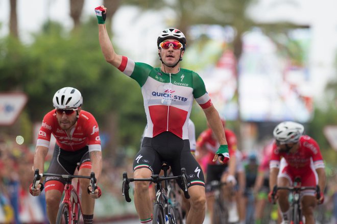 Elia Viviani je prvič doslej ugnal konkurenco na Vuelti. FOTO: Jorge Guerrero/AFP