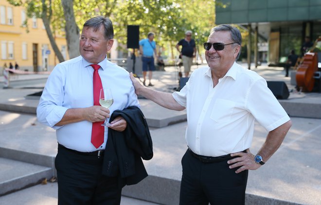 Murskosoboški in ljubljanski župan, Aleksander Jevšek in Zoran Janković. FOTO Jože Suhadolnik/Delo