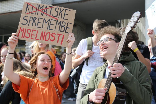 Podnebni štrajk v Novem mestu. FOTO: Tomi Lombar/Delo