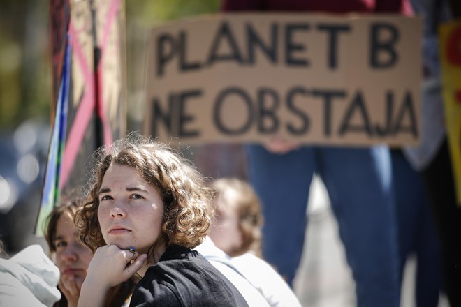 Planet B ne obstaja, pravijo v gibanju Mladi za podnebno pravičnost, ki ga je navdihnila švedska podnebna aktivistka Greta Thunberg. FOTO: Uroš Hočevar