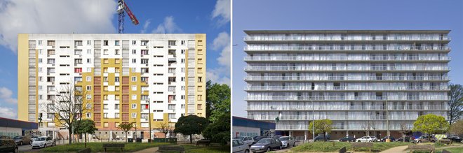Nagrajena obnova treh stanovanjskih blokov s skupno 530 stanovanji, Grand Parc, Bordeaux, Francija Fotografiji Philippe Ruault